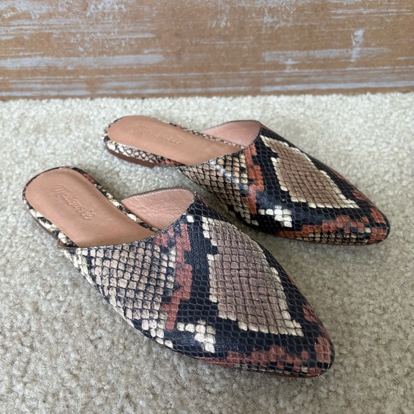 Madewell Remi Snakeskin Slip On Mules Preppy Boho Work Wear Career Womens 8 - Picture 1 of 6